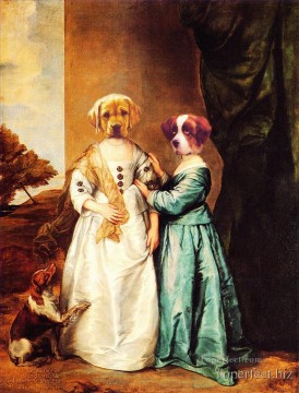dogs Painting - The dogs family revision of classics